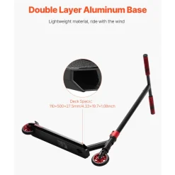 VEVOR Stunt Scooter, Pro Complete Trick Scooters for Kids Ages 11-13 Years, Teens, Adults, Boys, and Girls, Freestyle Street Rider for Intermediate and Beginner, Double Layer Lightweight Aluminum Deck