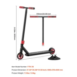 VEVOR Stunt Scooter, Pro Complete Trick Scooters for Kids Ages 11-13 Years, Teens, Adults, Boys, and Girls, Freestyle Street Rider for Intermediate and Beginner, Double Layer Lightweight Aluminum Deck