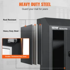 VEVOR Sturdy Metal Key Locker, Combo Lock, Mountable on Wall, 12'', Charcoal Gray, Ensures Safe Keeping of Mail and Keys