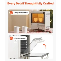 VEVOR Sublimation Oven Machine, 13 Qt, Fits 20oz Tumblers, with 50 Shrink Films, 1 Tape and 2 Heat Gloves, Oven for Sublimation Blank Tumblers, Mugs, Bowls, Off-White