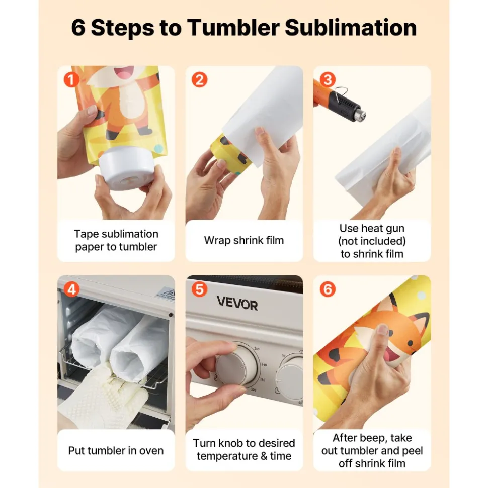 VEVOR Sublimation Oven Machine, 13 Qt, Fits 20oz Tumblers, with 50 Shrink Films, 1 Tape and 2 Heat Gloves, Oven for Sublimation Blank Tumblers, Mugs, Bowls, Off-White