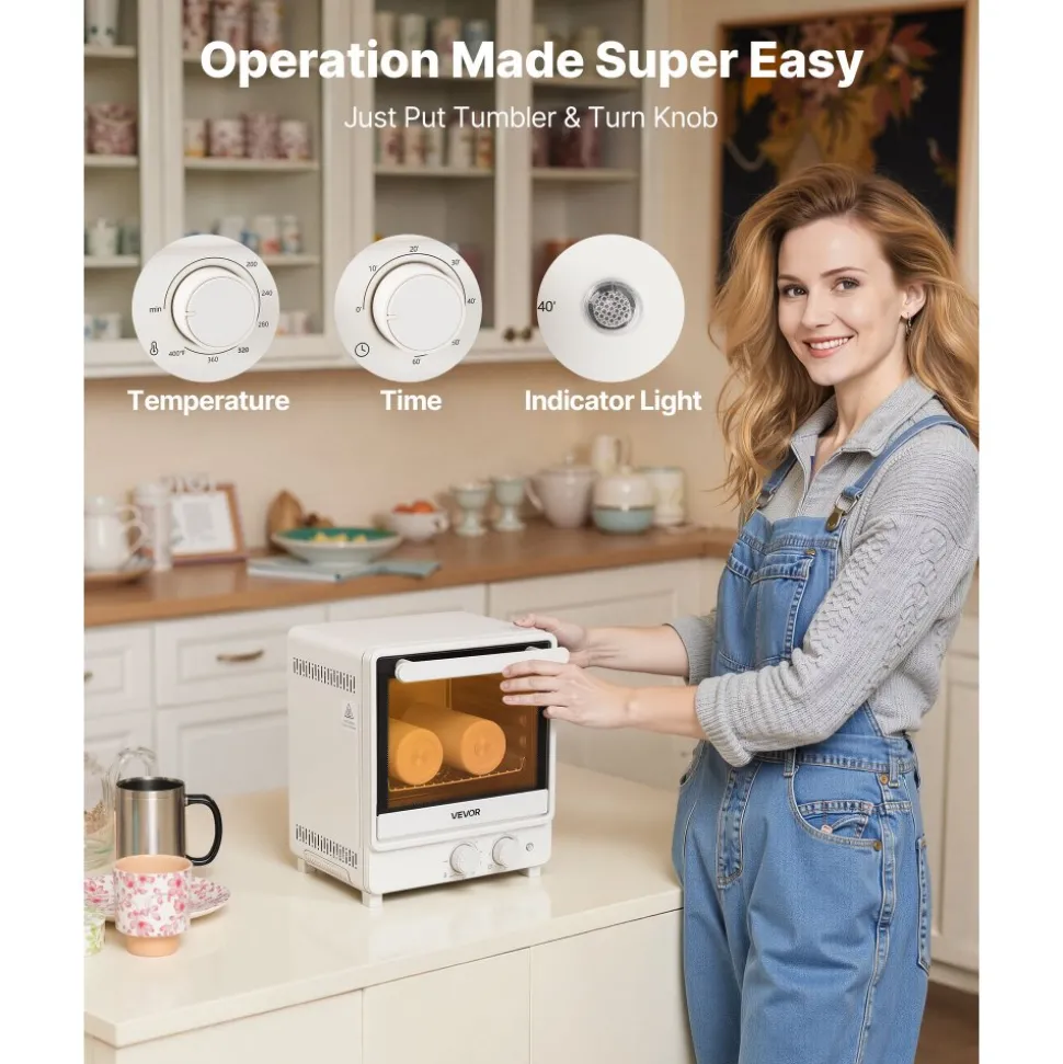 VEVOR Sublimation Oven Machine, 13 Qt, Fits 20oz Tumblers, with 50 Shrink Films, 1 Tape and 2 Heat Gloves, Oven for Sublimation Blank Tumblers, Mugs, Bowls, Off-White