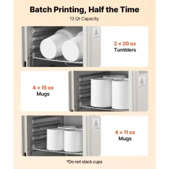 VEVOR Sublimation Oven Machine, 13 Qt, Fits 20oz Tumblers, with 50 Shrink Films, 1 Tape and 2 Heat Gloves, Oven for Sublimation Blank Tumblers, Mugs, Bowls, Off-White
