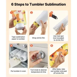 VEVOR Sublimation Oven Machine, 26 Qt, Fits 40oz Tumblers, with 50 Shrink Films, 1 Tape and 2 Heat Gloves, 360° Turbo Convection for Sublimation Blank Tumblers, Mugs, Bowls, Off-White