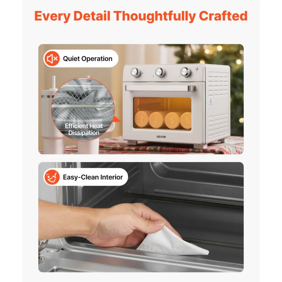 VEVOR Sublimation Oven Machine, 26 Qt, Fits 40oz Tumblers, with 1 Heat Air Gun, 50 Shrink Films, 1 Tape and 2 Heat Gloves, 360° Turbo Convection for Sublimation Blank Tumblers, Mugs, Bowls, Off-White