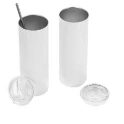 VEVOR Sublimation Tumblers, 4 Pack, 20 oz Skinny Straight Tumblers Bulk, Stainless Steel Sublimation Cups with Lids and Straws, Double Wall Insulated Tumbler Blank, for DIY Personalized Customization