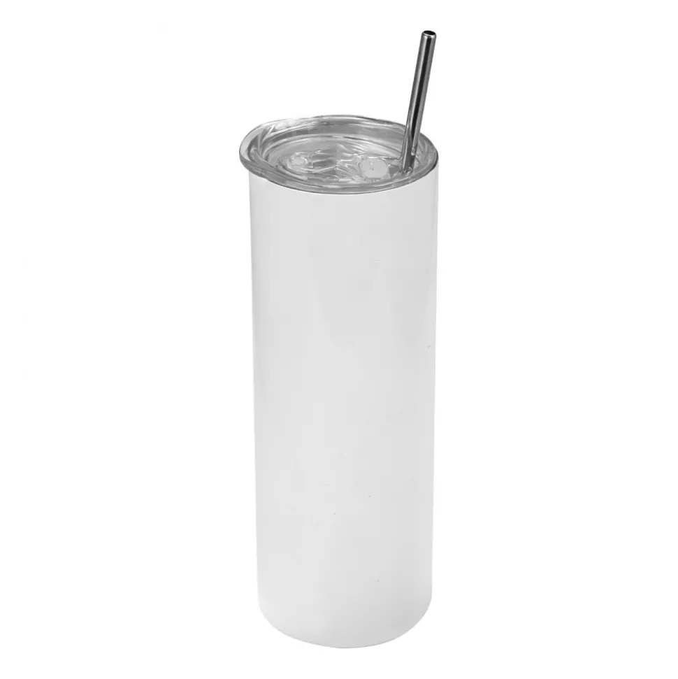 VEVOR Sublimation Tumblers, 4 Pack, 20 oz Skinny Straight Tumblers Bulk, Stainless Steel Sublimation Cups with Lids and Straws, Double Wall Insulated Tumbler Blank, for DIY Personalized Customization