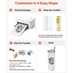 VEVOR Sublimation Tumblers, 4 Pack, 20 oz Skinny Straight Tumblers Bulk, Stainless Steel Sublimation Cups with Lids and Straws, Double Wall Insulated Tumbler Blank, for DIY Personalized Customization