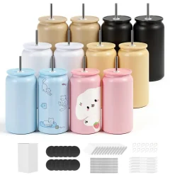 VEVOR Sublimation Tumblers, 12 Pack, 16 oz Multicolored Tumblers Bulk, Stainless Steel Sublimation Cups with Lids and Straws, Double Wall Insulated Tumbler Blank, for DIY Personalized Customization