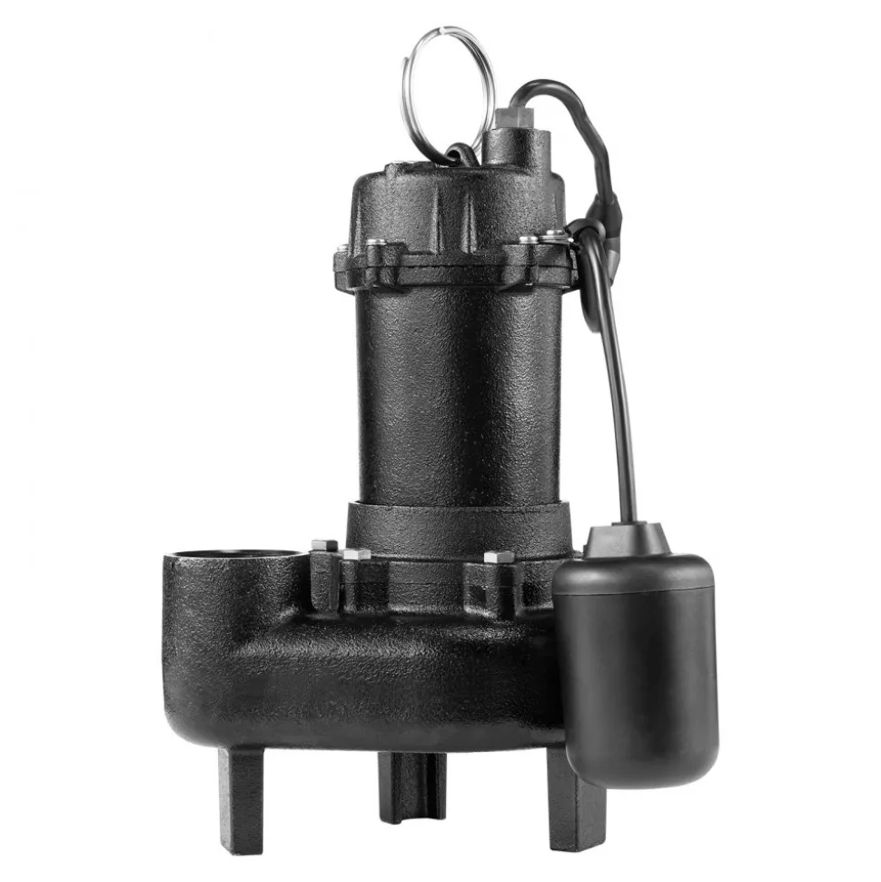 VEVOR Submersible Sewage Pump, 1 HP, 5200 GPH Cast Iron Sewage/Effluent Pump with Automatic Tethered Float Switch, 2-Inch NPT Discharge, 120V, 25 ft Max Lift, for Basement, Septic Tank, Residential