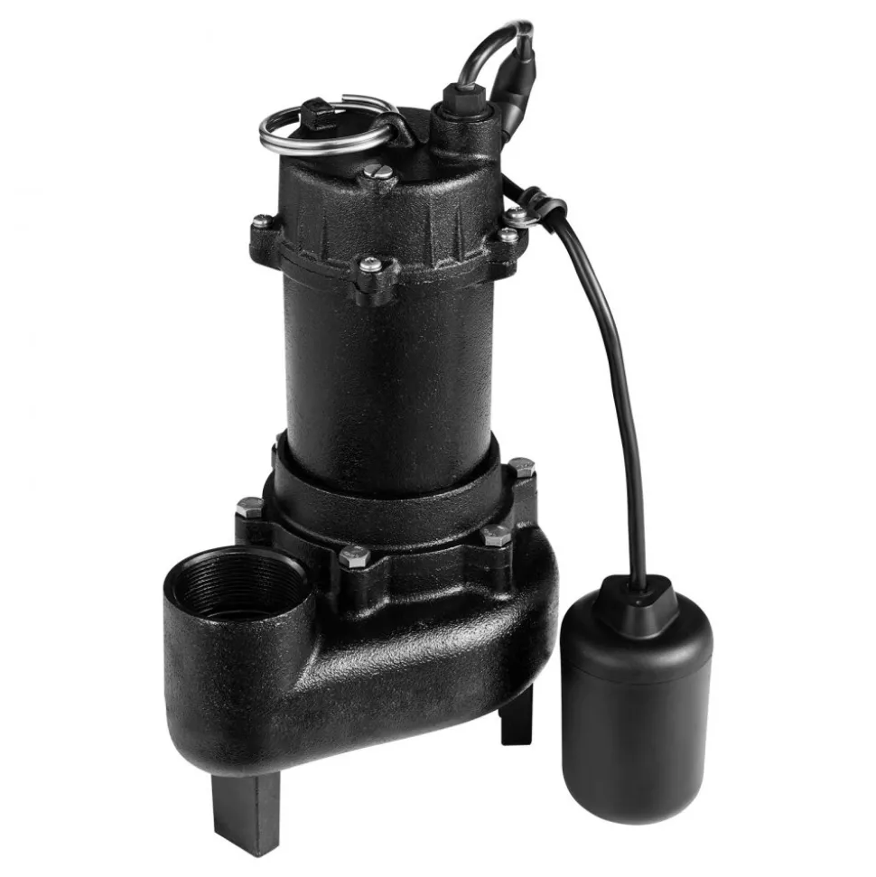 VEVOR Submersible Sewage Pump, 1 HP, 5200 GPH Cast Iron Sewage/Effluent Pump with Automatic Tethered Float Switch, 2-Inch NPT Discharge, 120V, 25 ft Max Lift, for Basement, Septic Tank, Residential