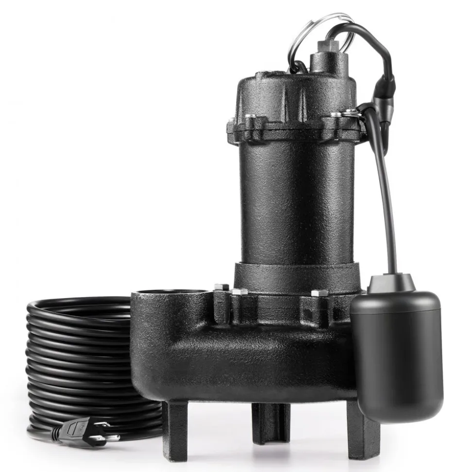 VEVOR Submersible Sewage Pump, 1 HP, 5200 GPH Cast Iron Sewage/Effluent Pump with Automatic Tethered Float Switch, 2-Inch NPT Discharge, 120V, 25 ft Max Lift, for Basement, Septic Tank, Residential