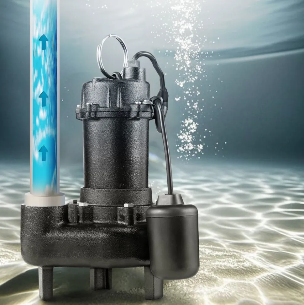 VEVOR Submersible Sewage Pump, 1 HP, 5200 GPH Cast Iron Sewage/Effluent Pump with Automatic Tethered Float Switch, 2-Inch NPT Discharge, 120V, 25 ft Max Lift, for Basement, Septic Tank, Residential