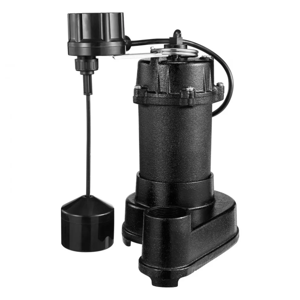 VEVOR Submersible Sewage Pump, 1/2 HP, 4800 GPH Cast Iron Sewage/Effluent Pump with Automatic Tethered Float Switch, 2-Inch NPT Discharge, 120V, 20 ft Max Lift, for Basement, Septic Tank, Residential