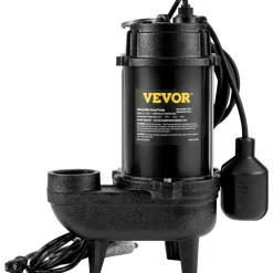 VEVOR Submersible Sewage Pump, 0.75HP 5000 GPH, Cast Iron Sewage Water Pump with 28 ft Lift 10 ft Power Cord and Automatic Float Switch, Stainless Steel for Clean Flooded Basement Yard Farm Sewer