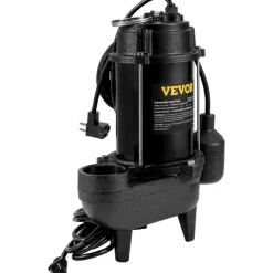 VEVOR Submersible Sewage Pump, 3/4 HP, 5880 GPH, 1050W, Durable Cast Iron, Includes 2