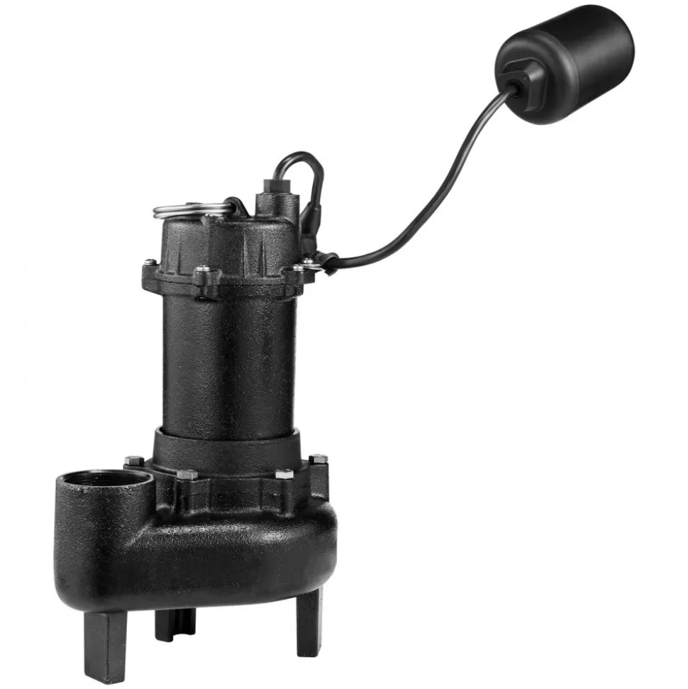 VEVOR Submersible Sewage Pump, 1/2 HP, 6000 GPH Cast Iron Sewage/Effluent Pump with Automatic Tethered Float Switch, 2-Inch NPT Discharge, 120V, 25 ft Max Lift, for Basement, Septic Tank, Residential