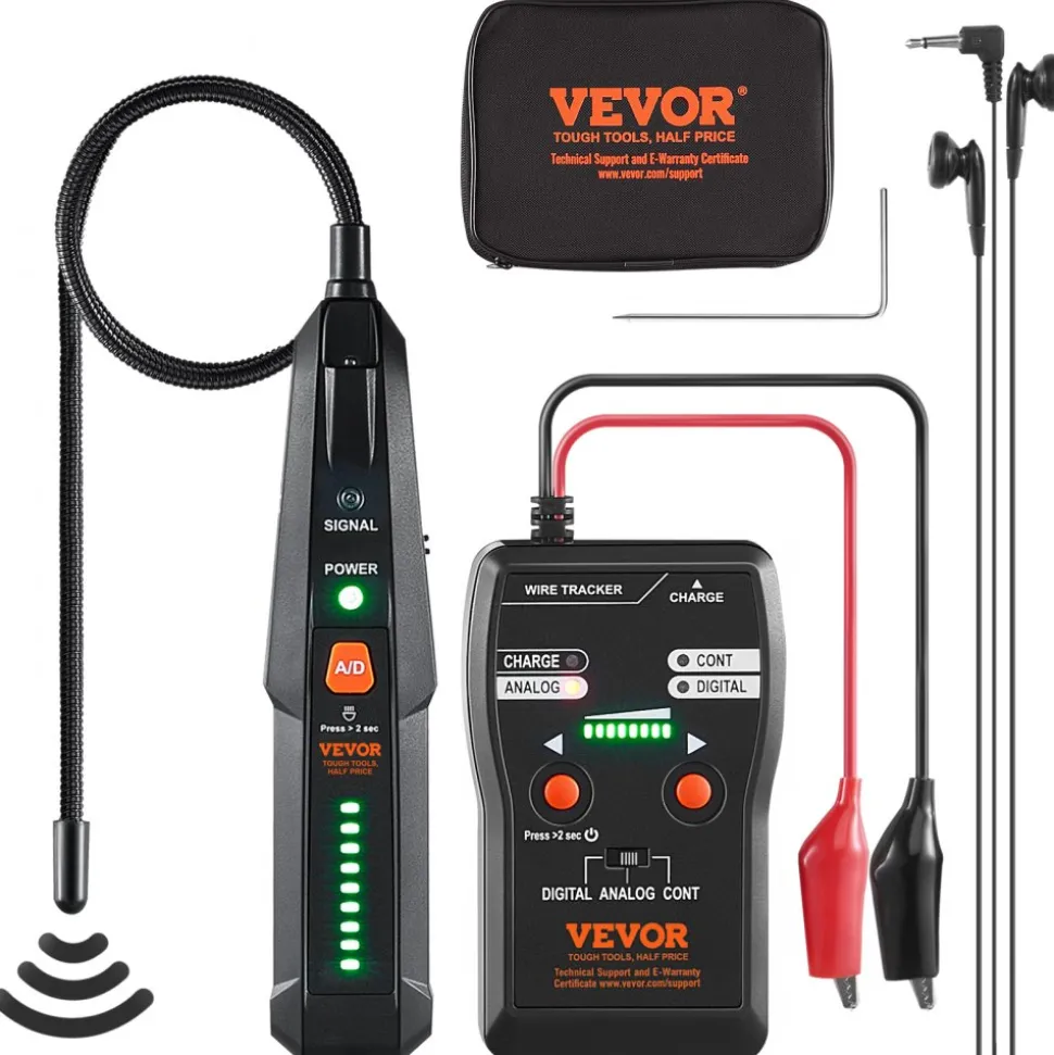 VEVOR Subterranean Wire Locator, Up to 6.5 FT Detection Depth, Earphone-Included Cable Tracer and Break Detector, 3280 FT Detection Range, Ideal for Locating Hidden Pet Fences and Sprinkler Valves