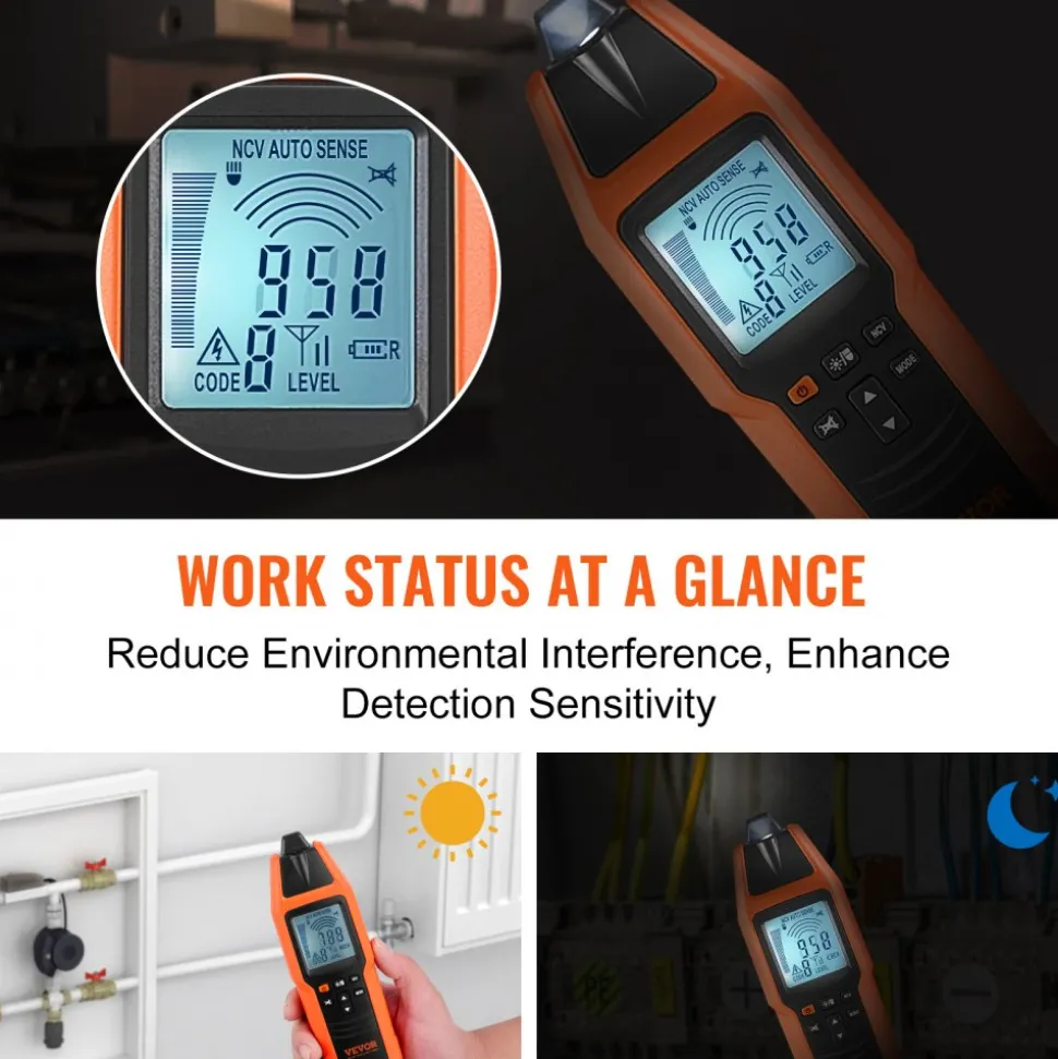 VEVOR Subterranean Wire Tracker, Up to 3 FT Detection Depth, Voltage Range 12-600V, Circuit and Line Break Locator, Extends to 6561 FT for Underground Pipes, Electric Fencing, Hidden Wires