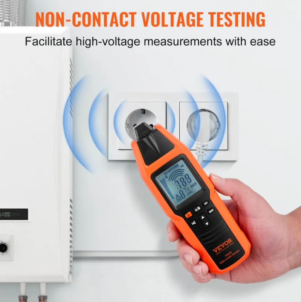 VEVOR Subterranean Wire Tracker, Up to 3 FT Detection Depth, Voltage Range 12-600V, Circuit and Line Break Locator, Extends to 6561 FT for Underground Pipes, Electric Fencing, Hidden Wires