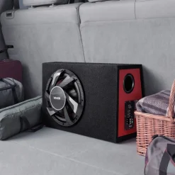 VEVOR Subwoofer Bass Package, 12 in, 245W RMS, Complete Car Audio Subwoofer and Amp Package, with Loaded Enclosure, Built-in Amplifier, and Wiring Kit, Slim Trapezoid , Compact for Car Audio Systems