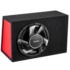 VEVOR Subwoofer Bass Package, 12 in, 245W RMS, Complete Car Audio Subwoofer and Amp Package, with Loaded Enclosure, Built-in Amplifier, and Wiring Kit, Slim Trapezoid , Compact for Car Audio Systems