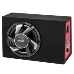 VEVOR Subwoofer Bass Package, 12 in, 245W RMS, Complete Car Audio Subwoofer and Amp Package, with Loaded Enclosure, Built-in Amplifier, and Wiring Kit, Slim Trapezoid , Compact for Car Audio Systems