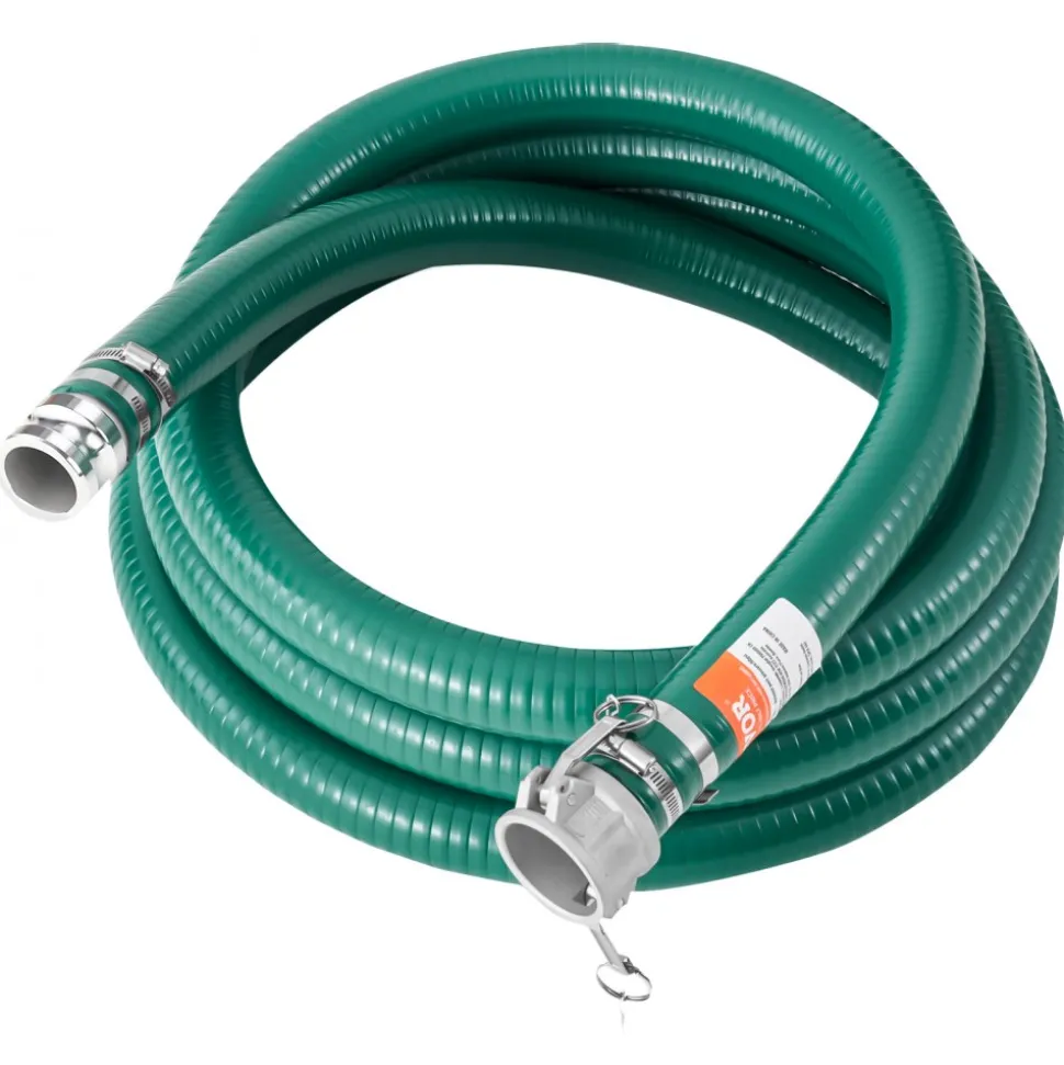 VEVOR Suction Hose, 2 in x 20 ft, Green High Quality Hose, with Camlock Connectors, and Aluminum Fittings, Fit Various Pumps, for Sewage Treatment, Water Transportation and More Agricultural Purposes