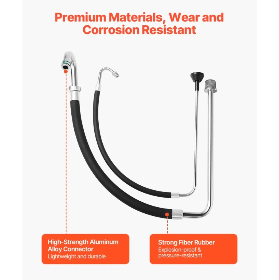 VEVOR Suction Hose Tube and Reflux Line Sets, Aluminum Alloy an Rubber Suction Hose and Reflux Line Set, Paint Sprayers Tool Part, Compatible with Multiple Airless Spraying/Line Painting Machine