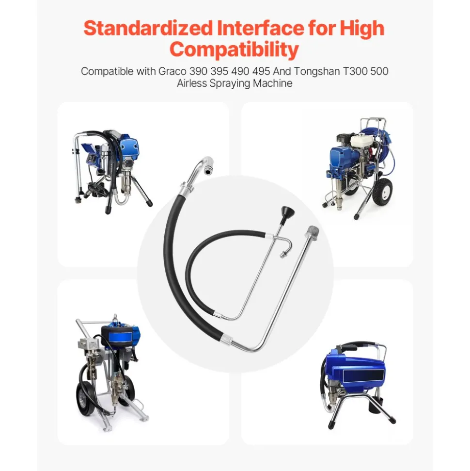 VEVOR Suction Hose Tube and Reflux Line Sets, Aluminum Alloy an Rubber Suction Hose and Reflux Line Set, Paint Sprayers Tool Part, Compatible with Multiple Airless Spraying/Line Painting Machine