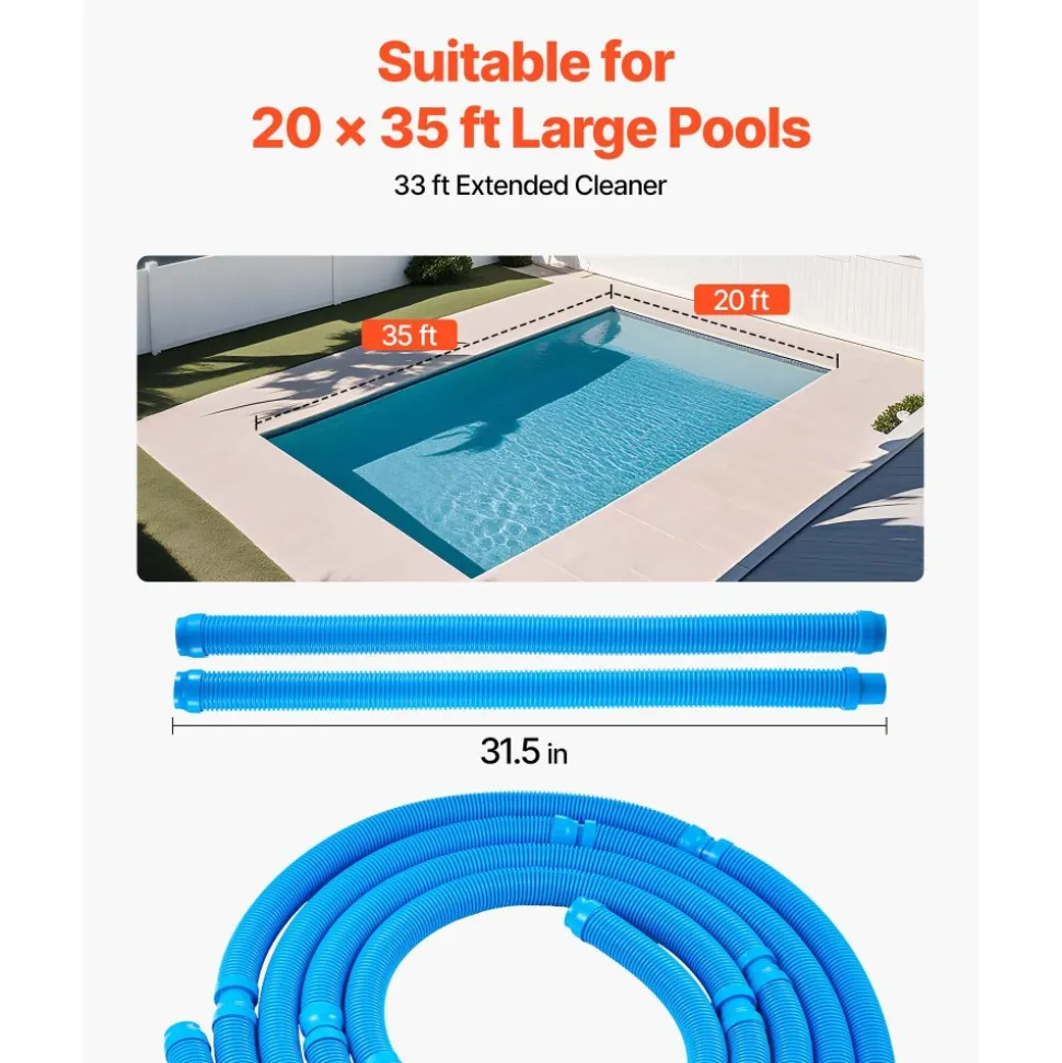 VEVOR Suction Pool Cleaner, Automatic Pool Vacuum Cleaner, Suction Side Automatic Pool Cleaner, Suction Vacuum Pool Sweeper with 12 Hoses, for In-ground Pool and Above-ground Pool Up to 20 x 35 ft