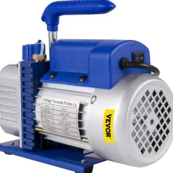 VEVOR Suction Pump 4.8CFM 1/4 HP Single Stage for HVAC A/C Cooling Systems, 5PA Ultimate Vacuum, Manifold Gauge Kit R410A R134A R22, Includes 4-Way Gauge & Hose