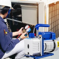 VEVOR Suction Pump 4.8CFM 1/4 HP Single Stage for HVAC A/C Cooling Systems, 5PA Ultimate Vacuum, Manifold Gauge Kit R410A R134A R22, Includes 4-Way Gauge & Hose