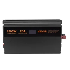 VEVOR Sump Pump Battery Backup System, 1500W, Auto Switches to Battery Inverter for Continuous Sump Pump Operation, Pure Sine Wave, LCD Display, for Basement Protection Emergency and Power Outage