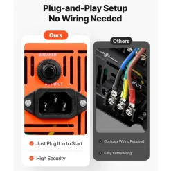 VEVOR Sump Pump Battery Bundle, 2000W, Backup System with 100 Ah LiFePO4 Battery, Auto Switches to Inverter for Sump Pump, Pure Sine Wave, LCD Display, for Basement Protection Emergency Power Outage