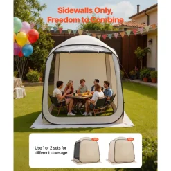 VEVOR Sun Shade Sail Canopy Covers, Fit for 12 x 11 ft Screen House Tent, Sun Protection, 5.51 x 4.59 ft 300D Oxford Silver-Coated Fabric, Pack of 3 (Not Include Tent), for Outdoor Activities, Beige
