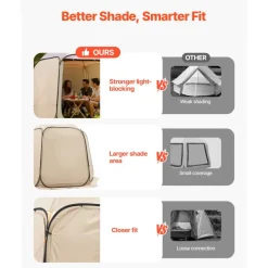 VEVOR Sun Shade Sail Canopy Covers, Fit for 10 x 9.2 ft Screen House Tent, Sun Protection, 5.51 x 4.23 ft 300D Oxford Silver-Coated Fabric, Pack of 3 (Not Include Tent), for Outdoor Activities, Beige