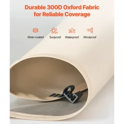 VEVOR Sun Shade Sail Canopy Covers, Fit for 10 x 9.2 ft Screen House Tent, Sun Protection, 5.51 x 4.23 ft 300D Oxford Silver-Coated Fabric, Pack of 3 (Not Include Tent), for Outdoor Activities, Beige
