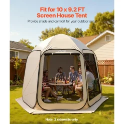 VEVOR Sun Shade Sail Canopy Covers, Fit for 10 x 9.2 ft Screen House Tent, Sun Protection, 5.51 x 4.23 ft 300D Oxford Silver-Coated Fabric, Pack of 3 (Not Include Tent), for Outdoor Activities, Beige