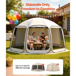 VEVOR Sun Shade Sail Canopy Covers, Fit for 15 x 13.8 ft Screen House Tent, Sun Protection, 5.51 x 5.25 ft 300D Oxford Silver-Coated Fabric, Pack of 3 (Not Include Tent), for Outdoor Activities, Beige