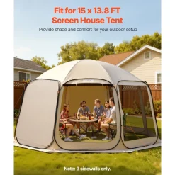 VEVOR Sun Shade Sail Canopy Covers, Fit for 15 x 13.8 ft Screen House Tent, Sun Protection, 5.51 x 5.25 ft 300D Oxford Silver-Coated Fabric, Pack of 3 (Not Include Tent), for Outdoor Activities, Beige
