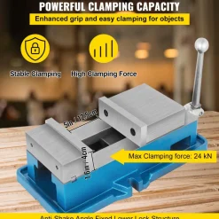 VEVOR 5" Super-Lock Vise For NC/CNC Machines Bench Clamp Vise High Precision, Vise Clamp Vice CNC Vise Lockdown Vise Drilling 125mm Width CNC 24KN