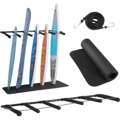 VEVOR Surfboard Wall Mount, 5 Tiers Vertical Surfboard Rack for Storage and Display, Adjustable Metal Board Stand Organizer with Sponge Pad, Surf Board Holder for Snowboards, Kiteboards, Shortboard