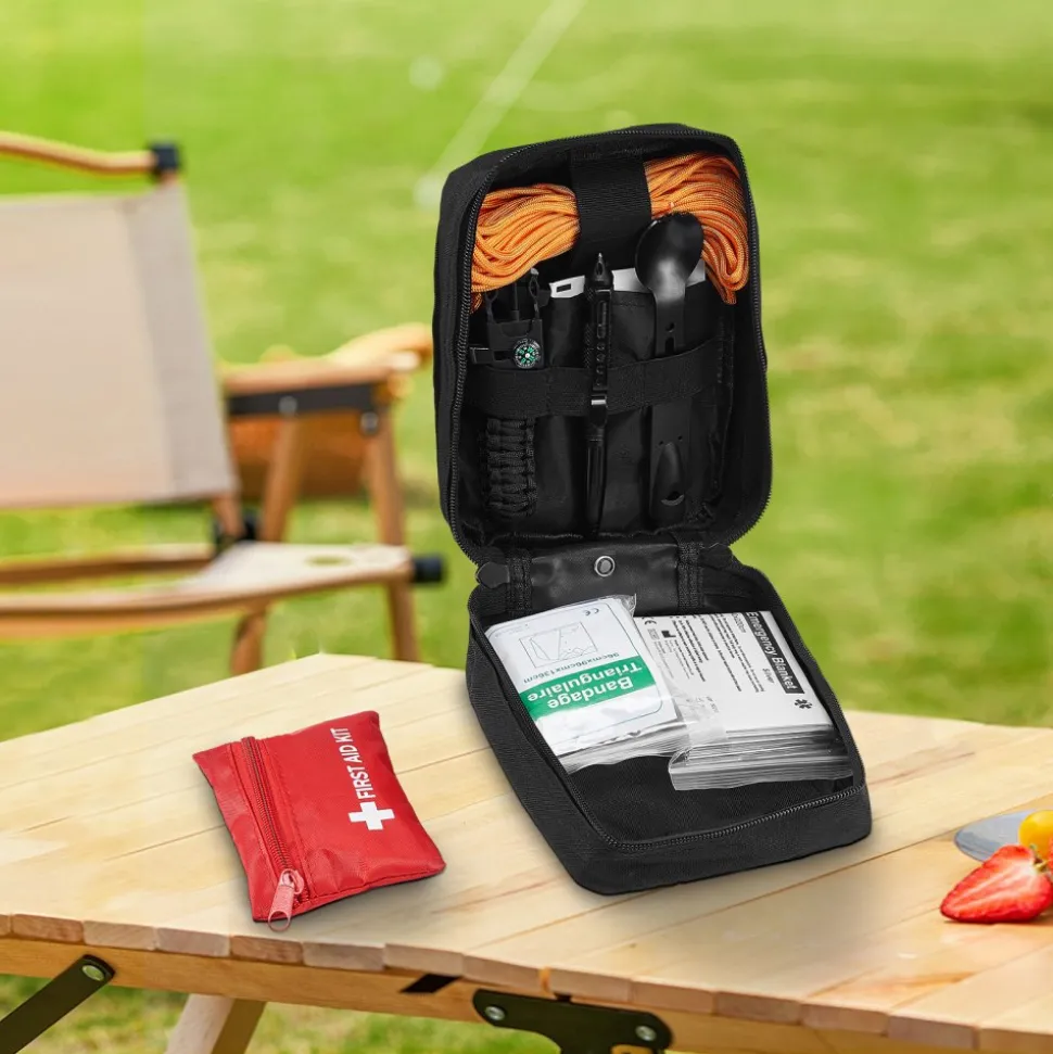 VEVOR Survival First Aid Kit, 250 Pieces, 600D Nylon Trauma First Aid Bag, Survival Gear and Equipment, Emergency Kits, for Men Women Camping, Boat, Earthquake, Hiking, Hunting, and Outdoor Adventure
