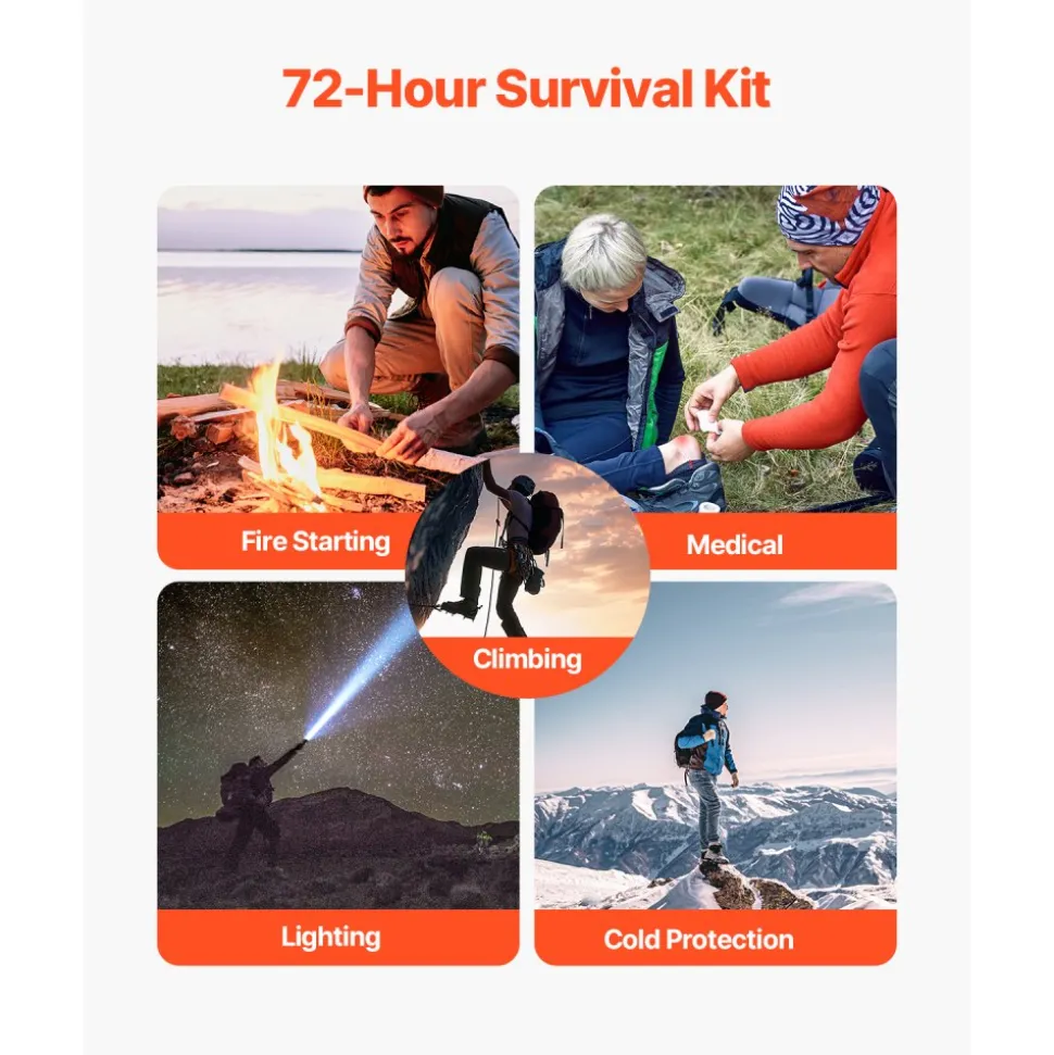 VEVOR Survival First Aid Kit, 250 Pieces, 600D Nylon Trauma First Aid Bag, Survival Gear and Equipment, Emergency Kits, for Men Women Camping, Boat, Earthquake, Hiking, Hunting, and Outdoor Adventure