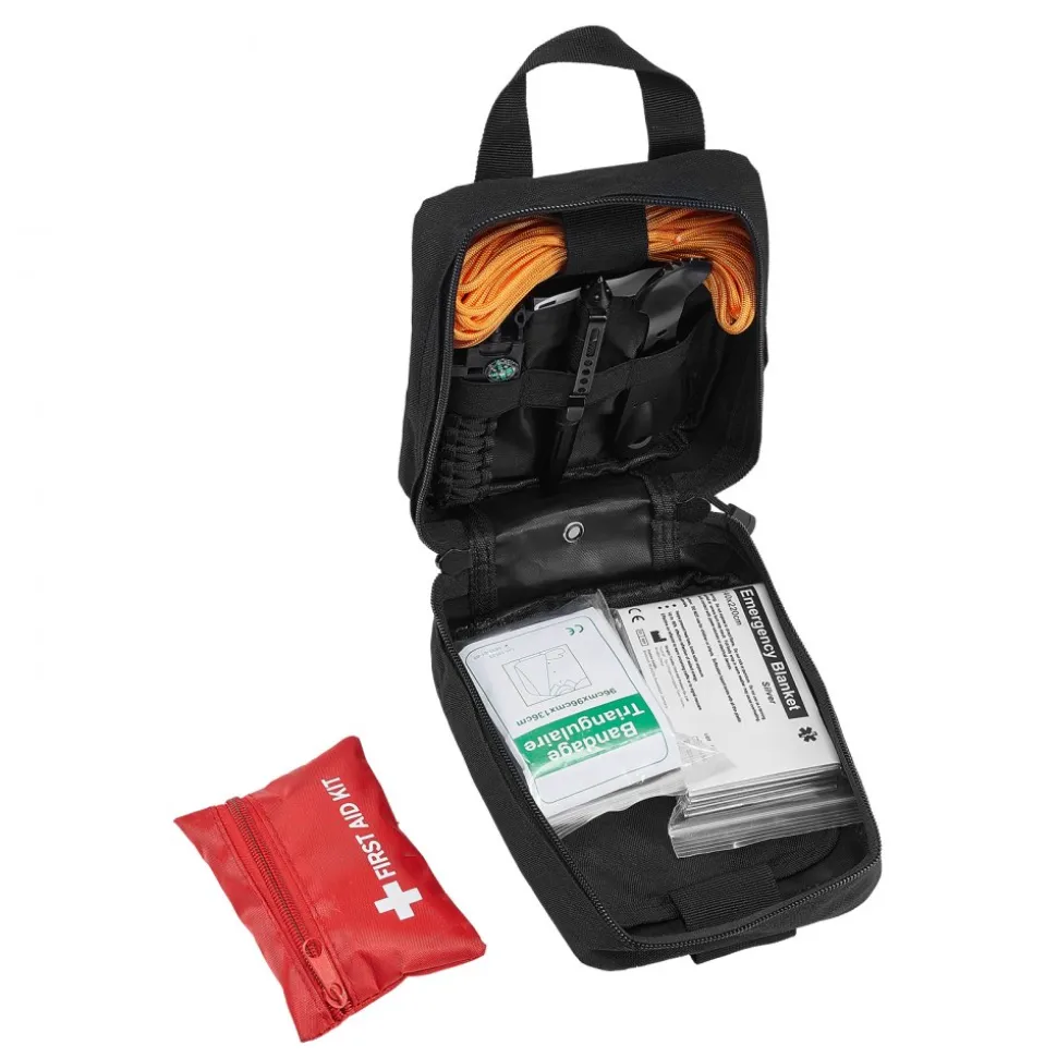 VEVOR Survival First Aid Kit, 250 Pieces, 600D Nylon Trauma First Aid Bag, Survival Gear and Equipment, Emergency Kits, for Men Women Camping, Boat, Earthquake, Hiking, Hunting, and Outdoor Adventure