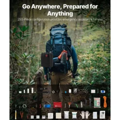 VEVOR Survival First Aid Kit, 250 Pieces, 600D Nylon Trauma First Aid Bag, Survival Gear and Equipment, Emergency Kits, for Men Women Camping, Boat, Earthquake, Hiking, Hunting, and Outdoor Adventure