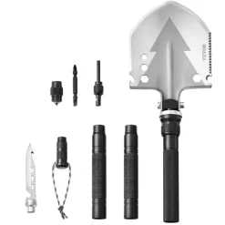 VEVOR Survival Shovel, 11 in 1 Camping Shovel Folding Multitool, Military Grade Portable Compact Tactical Shovel, Multifunction for Off-Roading, Camping, Hiking, Outdoor, Survivalist and Emergency