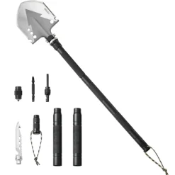 VEVOR Survival Shovel, 11 in 1 Camping Shovel Folding Multitool, Military Grade Portable Compact Tactical Shovel, Multifunction for Off-Roading, Camping, Hiking, Outdoor, Survivalist and Emergency