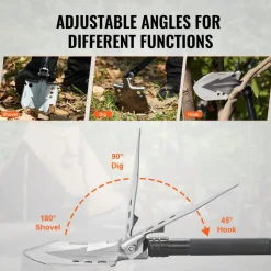 VEVOR Survival Shovel, 11 in 1 Camping Shovel Folding Multitool, Military Grade Portable Compact Tactical Shovel, Multifunction for Off-Roading, Camping, Hiking, Outdoor, Survivalist and Emergency